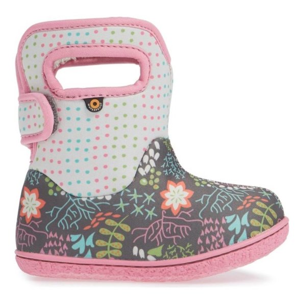 Bogs Other - Bogs Infant Girls Floral & Polka Dot Pull On Winter Boots Size 6